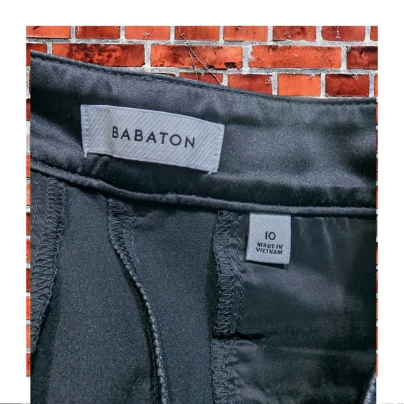 NWT Babaton Aritzia Wide Leg Flare Black Faux Leather Pants Size 10 - Picture 8 of 12